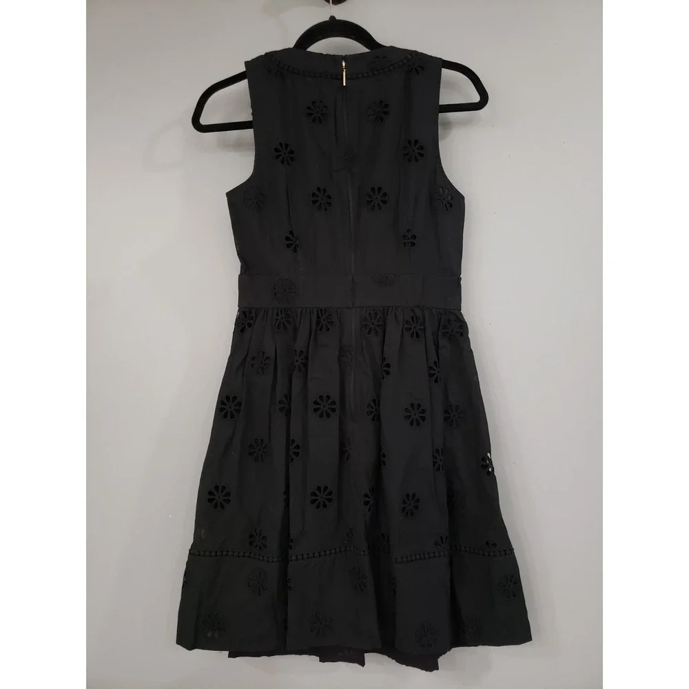 NEW Kate Spade‎ Spade Clover Eyelet Mini Dress Black Floral Size 4 SLEEVELESS